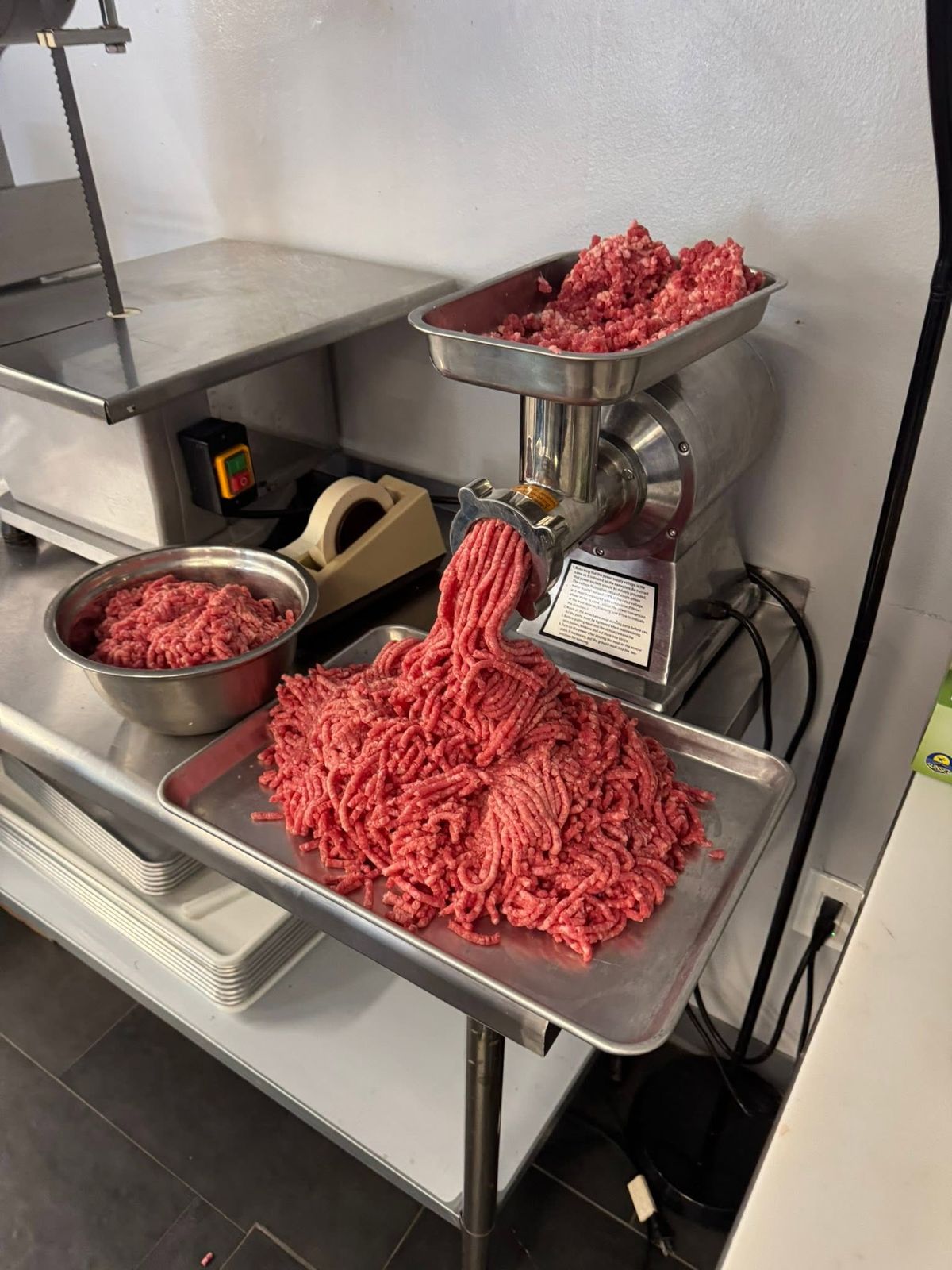 Fresh ground beef, hand-ground in-house at Max Farms Butcher Shop